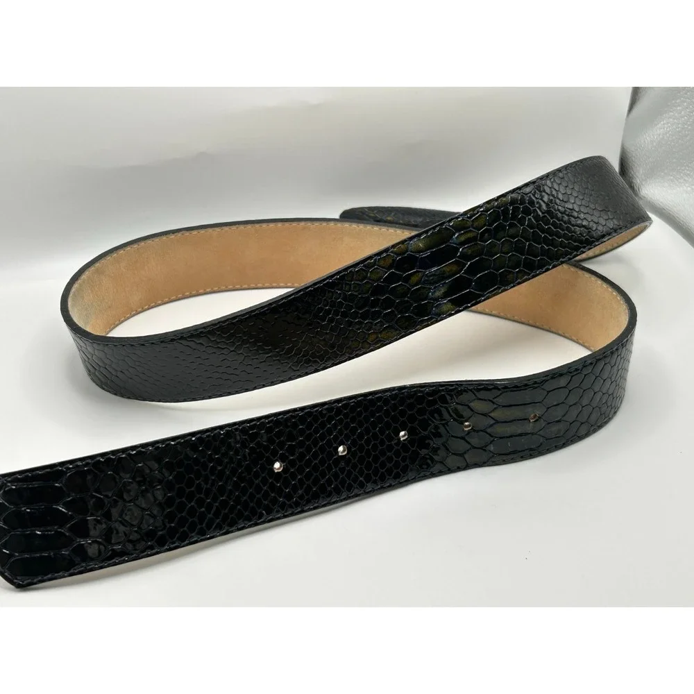 Leatherock Womens Belt‎ Black Green Yellow Snake Print Tortoise Buckle Statement